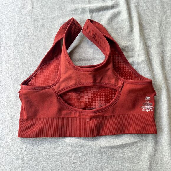 NWT New Balance Medium Impact Racerback Sports Bra in Clay - Style 116711 - Sz L - Picture 5 of 8